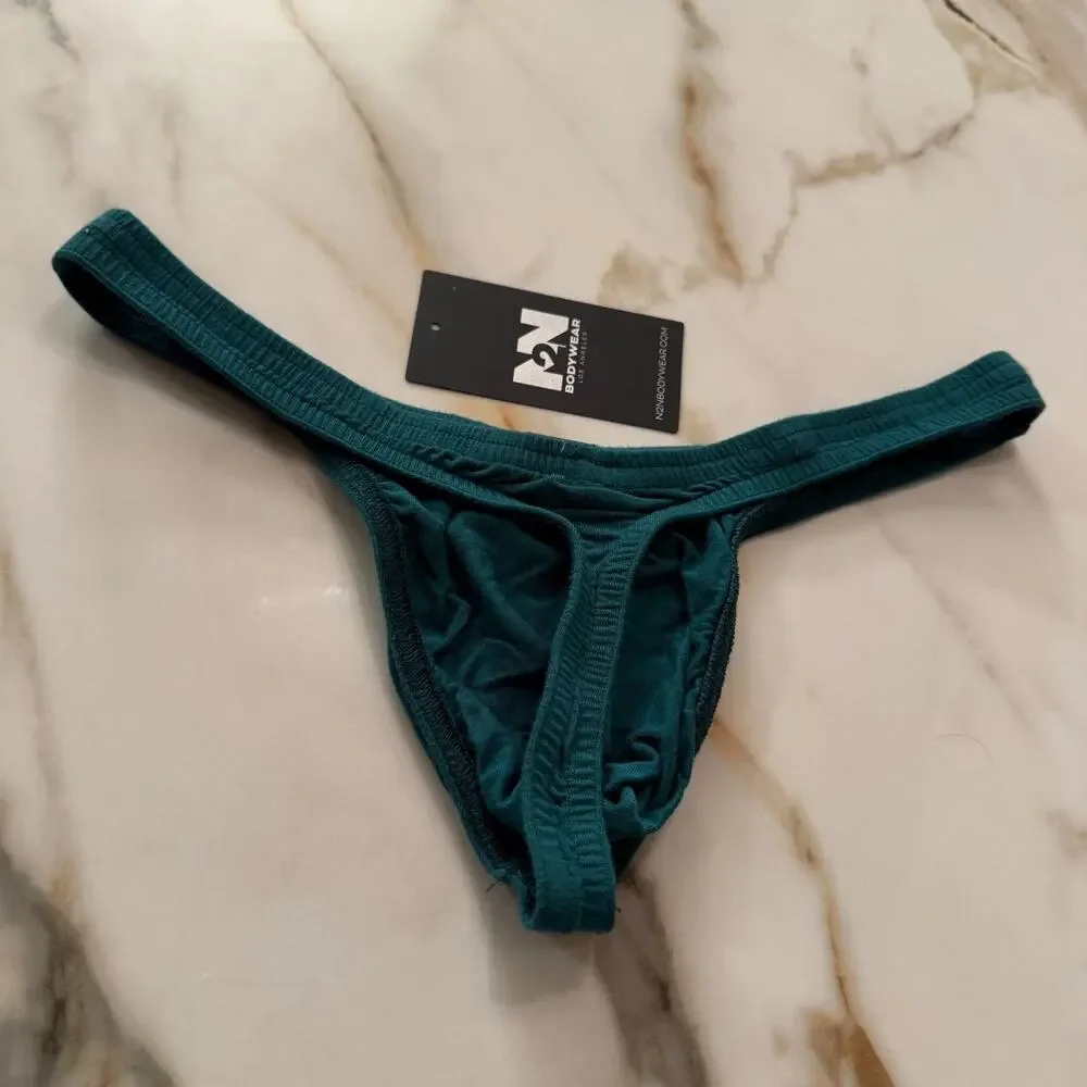 Set Of 2 N2N Bodywear Mens Essential Thong Color Persian Green Size Large